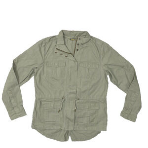 Cabela's Women's Size M Parka Jacket Green Cotton Blend Zip Long Sleeve Pockets